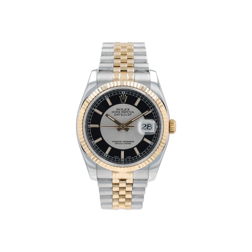 Rolex Datejust 116233 36mm Black Tuxedo Index Dial Fluted Bezel Jubilee Band